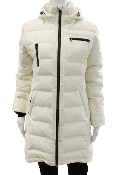 Orolay Women Puffer Jacket Ivory Zip Long Sleeve Polyamide Size S