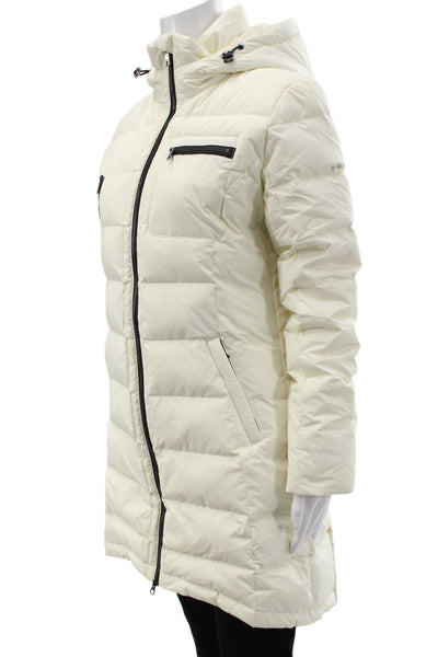 Orolay Women Puffer Jacket Ivory Zip Long Sleeve Polyamide Size S