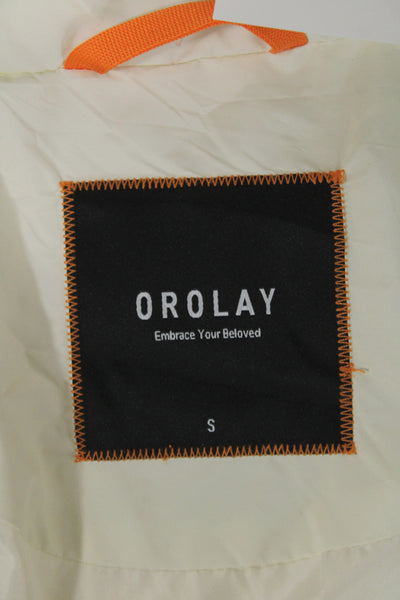 Orolay Women Puffer Jacket Ivory Zip Long Sleeve Polyamide Size S