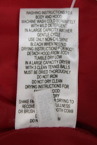 Calvin Klein Womens Red Puffer Jacket Button Long Sleeve Polyester Size 1X