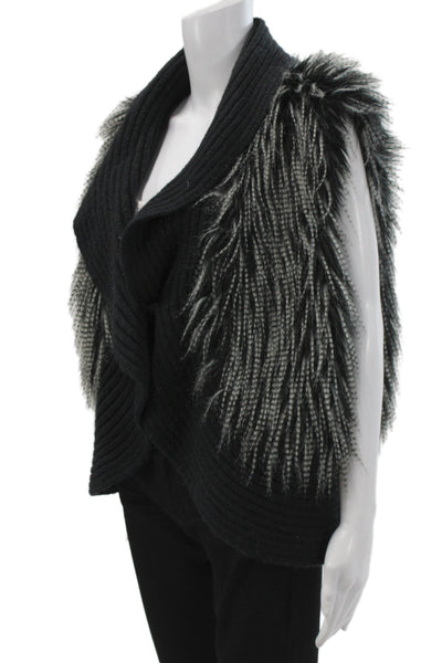 Michael Michael Kors Women Black Animal Print Acrylic Boho Vest Size XL