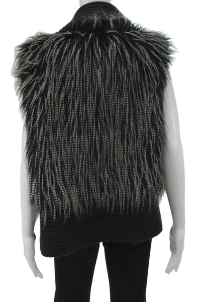 Michael Michael Kors Women Black Animal Print Acrylic Boho Vest Size XL