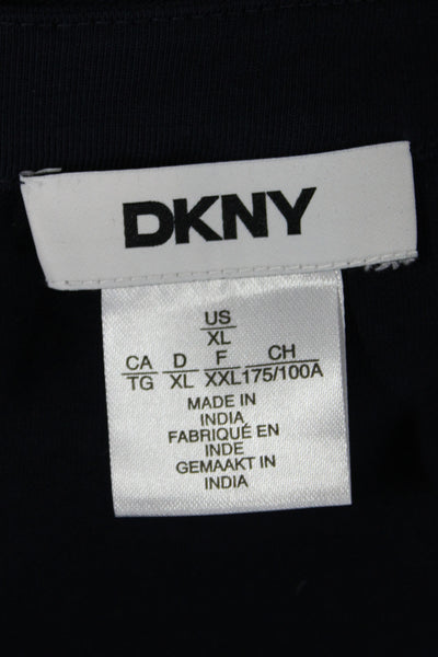 DKNY Women Maxi Dress Blue V Neck Cotton Short Sleeve Boho Size XL