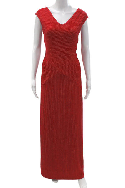 Alex Evenings Womens Red Sleeveless V Neck Sheath Holiday Dress Size 12