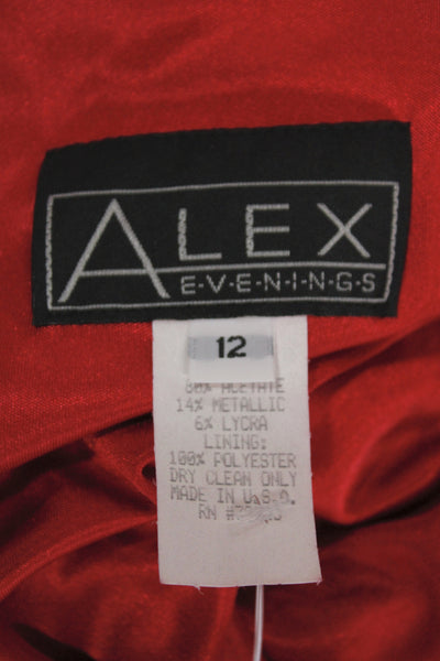 Alex Evenings Womens Red Sleeveless V Neck Sheath Holiday Dress Size 12