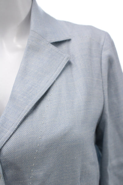 Rani Arabella Women Blue Wool Solid Classic Blazer Long Sleeve Buttoned Size S