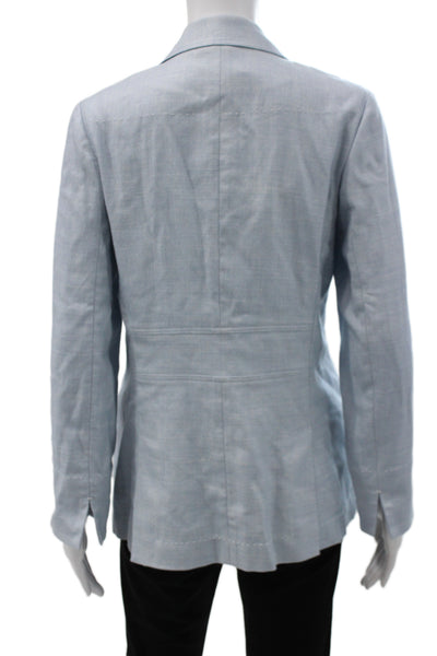 Rani Arabella Women Blue Wool Solid Classic Blazer Long Sleeve Buttoned Size S