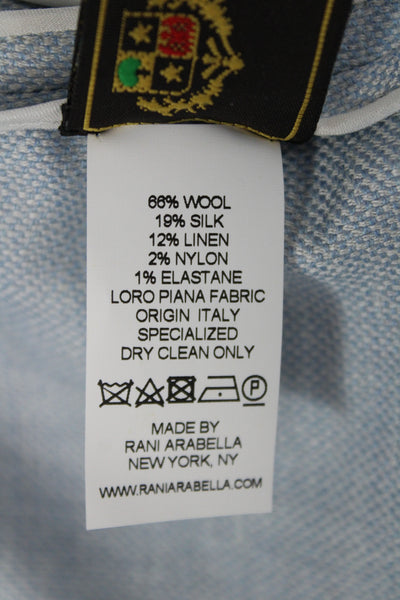Rani Arabella Women Blue Wool Solid Classic Blazer Long Sleeve Buttoned Size S
