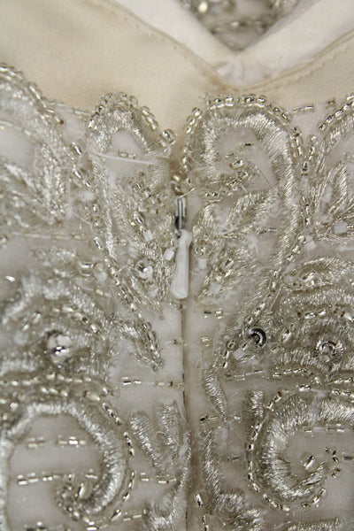 Stephen Yearick Women Strapless Embroidered A-Line Long Dress Ivory Size 2