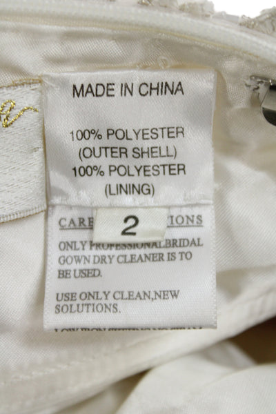 Stephen Yearick Women Strapless Embroidered A-Line Long Dress Ivory Size 2