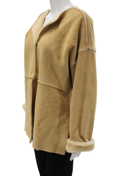 Banana Republic Women Basic Jacket Beige Snap Modacrylic Size L