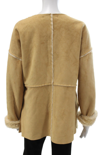 Banana Republic Women Basic Jacket Beige Snap Modacrylic Size L