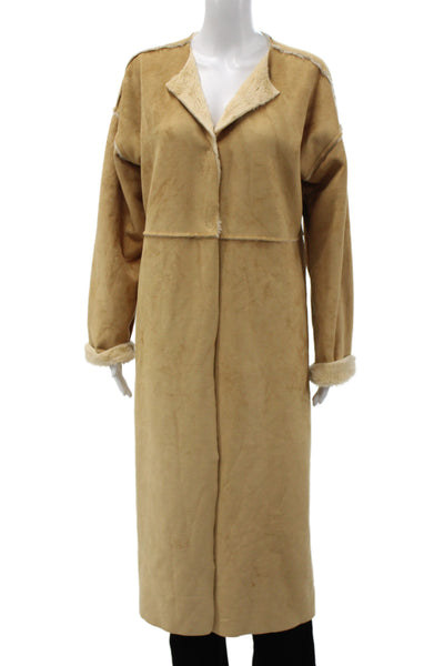 Banana Republic Womens Overcoat Beige Snap Long Sleeve Modacrylic Size L