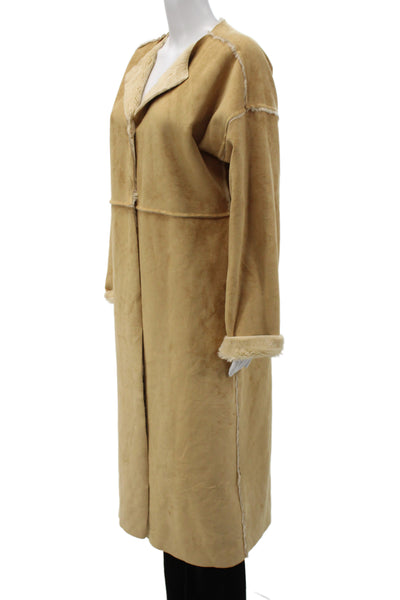 Banana Republic Womens Overcoat Beige Snap Long Sleeve Modacrylic Size L