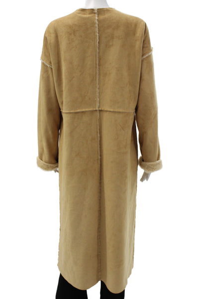 Banana Republic Womens Overcoat Beige Snap Long Sleeve Modacrylic Size L