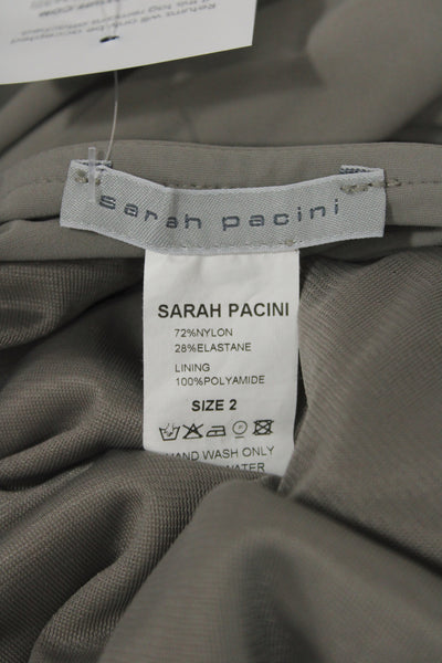 Sarah Pacini Womens Slip Dress Gray V Neck Knee Length Size 2