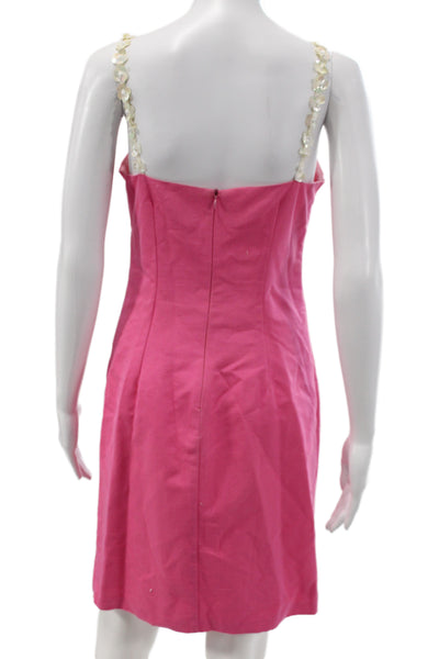 Trina Turk Womens Sheath Dress Pink Cotton Scoop Neck Sleeveless Size 4