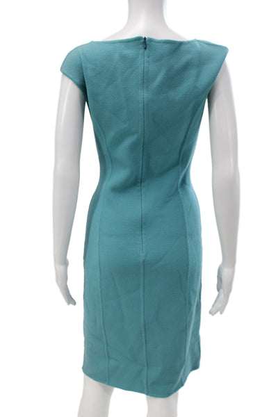 Barneys New York Womens Sheath Dress Blue Wool Sleeveless Zip Knee Size 10