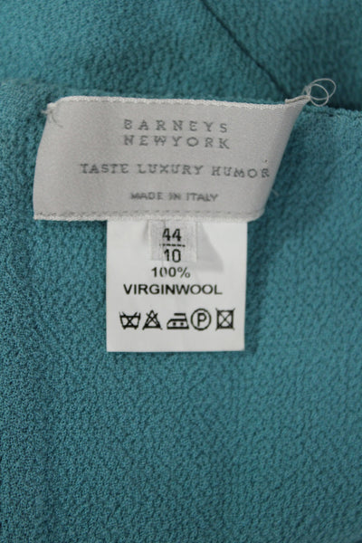 Barneys New York Womens Sheath Dress Blue Wool Sleeveless Zip Knee Size 10