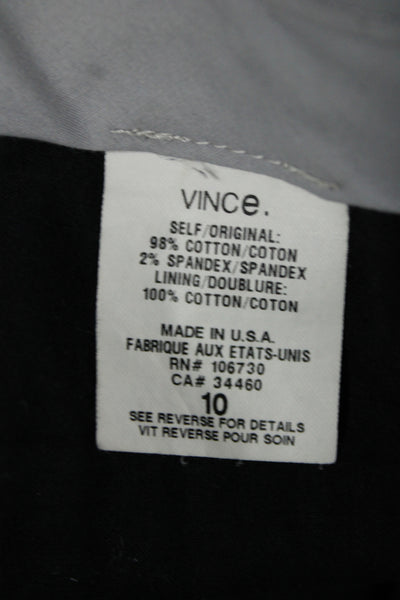 Vince Womens Black Cotton Chino Pants Button Closure Size 10