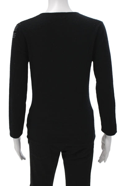 Tse Womens Cashmere V-Neck Pullover Sweater Black 3/4 Sleeve Size S