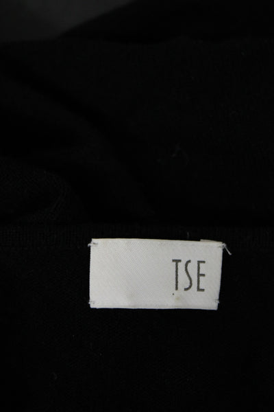 Tse Womens Cashmere V-Neck Pullover Sweater Black 3/4 Sleeve Size S