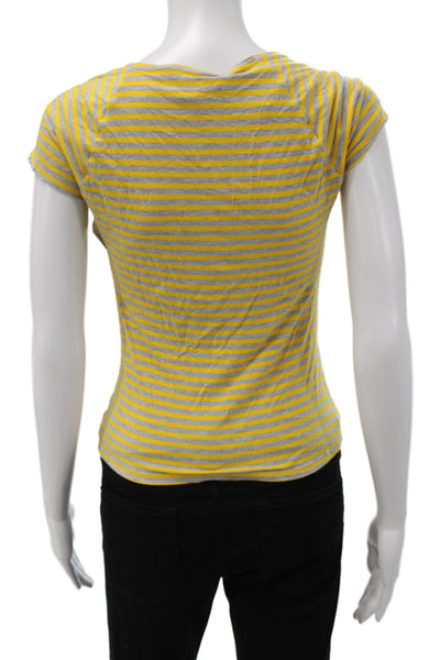 Michael Kors Women Yellow Sweetheart Neckline Short Sleeve Basic T-Shirt Size L