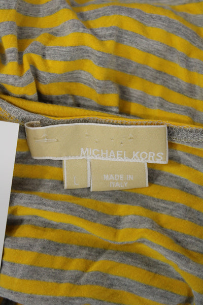 Michael Kors Women Yellow Sweetheart Neckline Short Sleeve Basic T-Shirt Size L