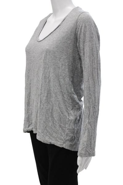 Splendid Womens Gray Supima Cotton Scoop Neck Long Sleeve Basic T-Shirt Size XL