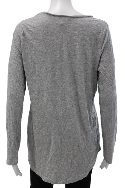 Splendid Womens Gray Supima Cotton Scoop Neck Long Sleeve Basic T-Shirt Size XL