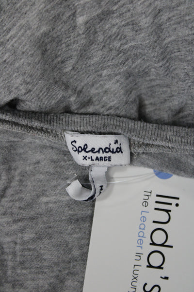 Splendid Womens Gray Supima Cotton Scoop Neck Long Sleeve Basic T-Shirt Size XL