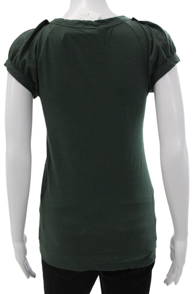 Theory Womens Green Jersey T-Shirt Scoop Neck Short Sleeve Cotton Size S