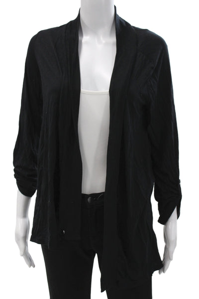 Splendid Womens Black Supima Cotton Collared Solid Long Sleeve Cardigan Size XL