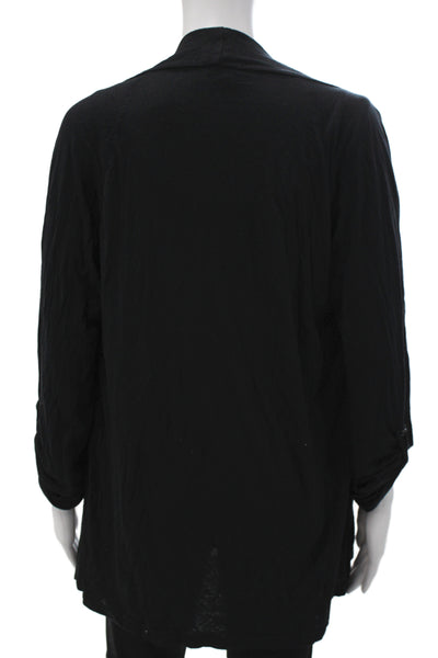 Splendid Womens Black Supima Cotton Collared Solid Long Sleeve Cardigan Size XL