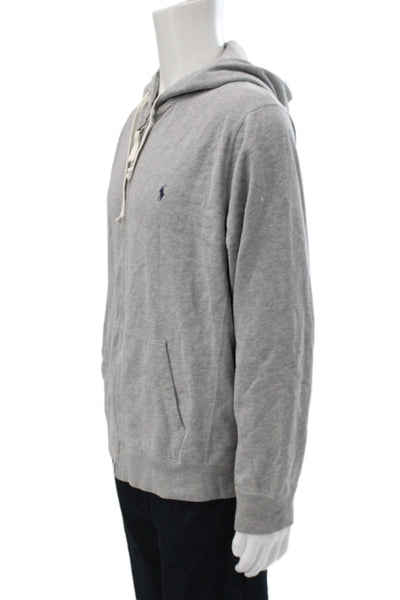 Polo Ralph Lauren Mens Full Zip Gray Cotton Blend Hoodie Size L