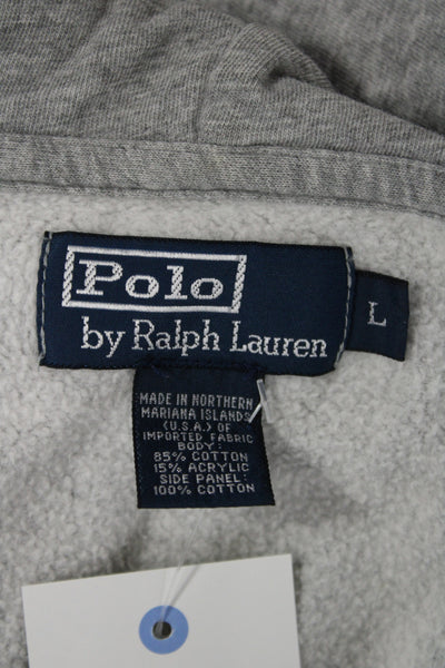 Polo Ralph Lauren Mens Full Zip Gray Cotton Blend Hoodie Size L