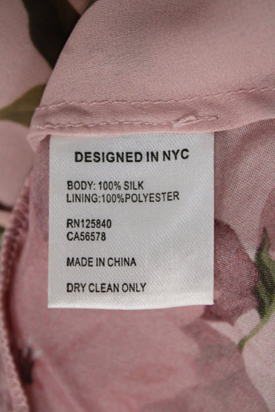 Intermix Women Silk Floral V Neck Long Sleeve Blouse Button Pink Size 6