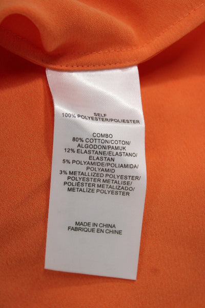 Tibi Womens Cropped Blouse Orange High Neck Long Sleeve Button Size 10