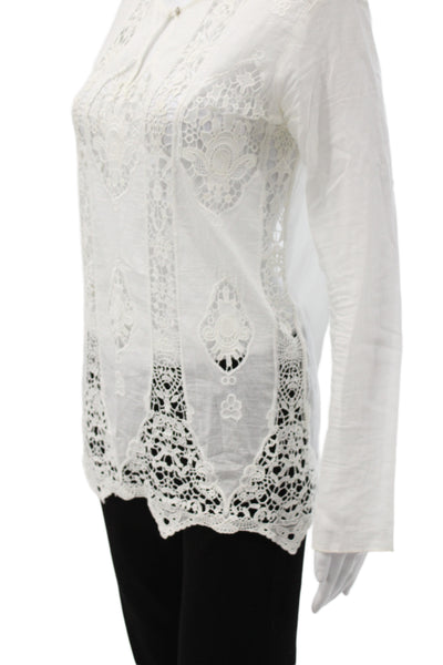 Bailey 44 Women Tunic Blouse White Lace Long Sleeve Round Neck Size XS