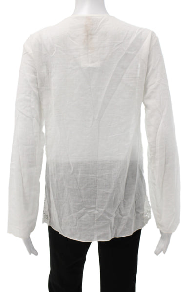 Bailey 44 Women Tunic Blouse White Lace Long Sleeve Round Neck Size XS