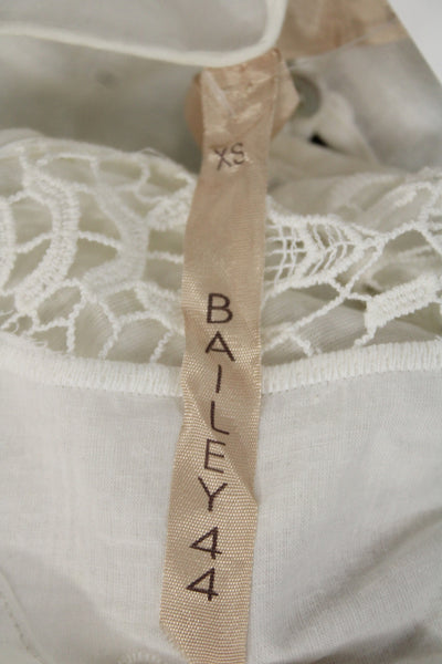 Bailey 44 Women Tunic Blouse White Lace Long Sleeve Round Neck Size XS