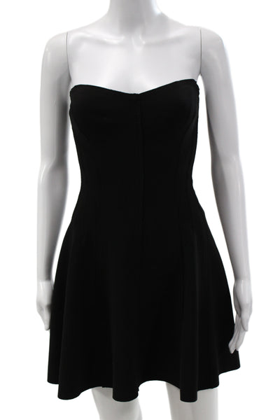 Norma Kamali Womens Black Fit & Flare Sweetheart Sleeveless Dress Zip Size M