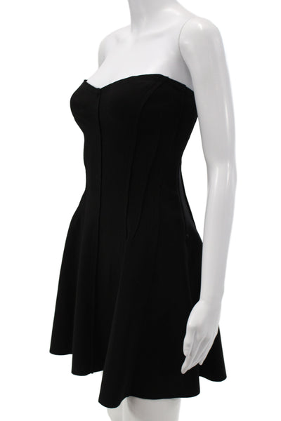 Norma Kamali Womens Black Fit & Flare Sweetheart Sleeveless Dress Zip Size M