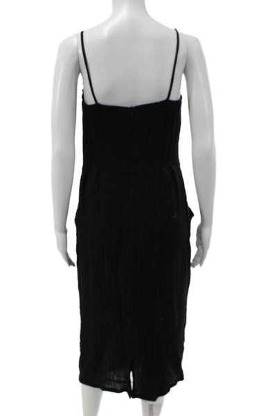 Om Women Slip Dress Black Rayon Scoop Neck Sleeveless Zip Size S