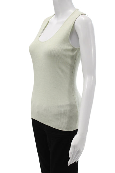 St. John Women Sleeveless Scoop Neck Wool Tank Green Basic Size S