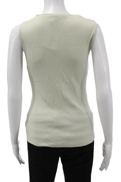 St. John Women Sleeveless Scoop Neck Wool Tank Green Basic Size S