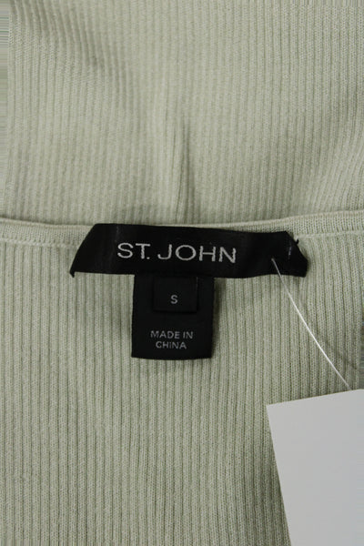 St. John Women Sleeveless Scoop Neck Wool Tank Green Basic Size S