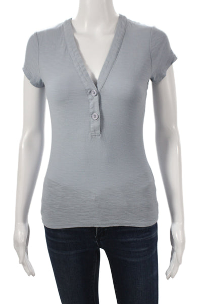 Standard James Perse Women Henley Short Sleeve Cotton Basic T-Shirt Size 0