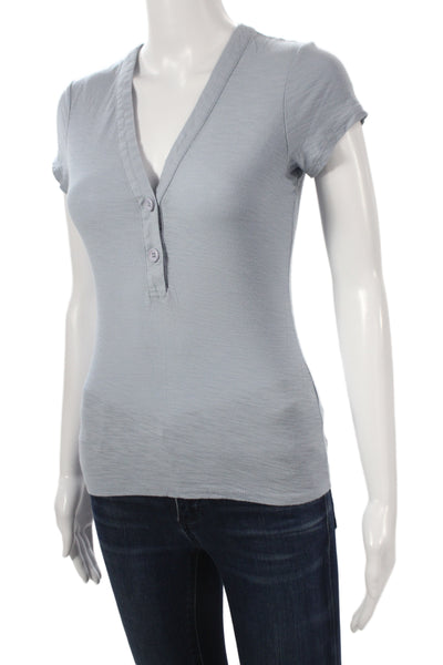 Standard James Perse Women Henley Short Sleeve Cotton Basic T-Shirt Size 0