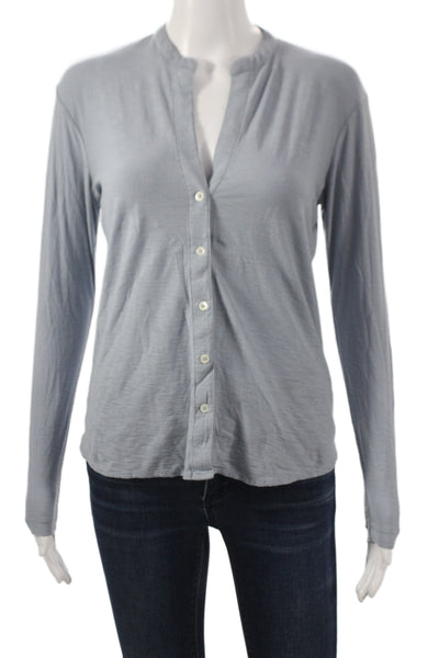 Standard James Perse Womens Gray Cotton Henley Long Sleeve Basic T-Shirt Size 0
